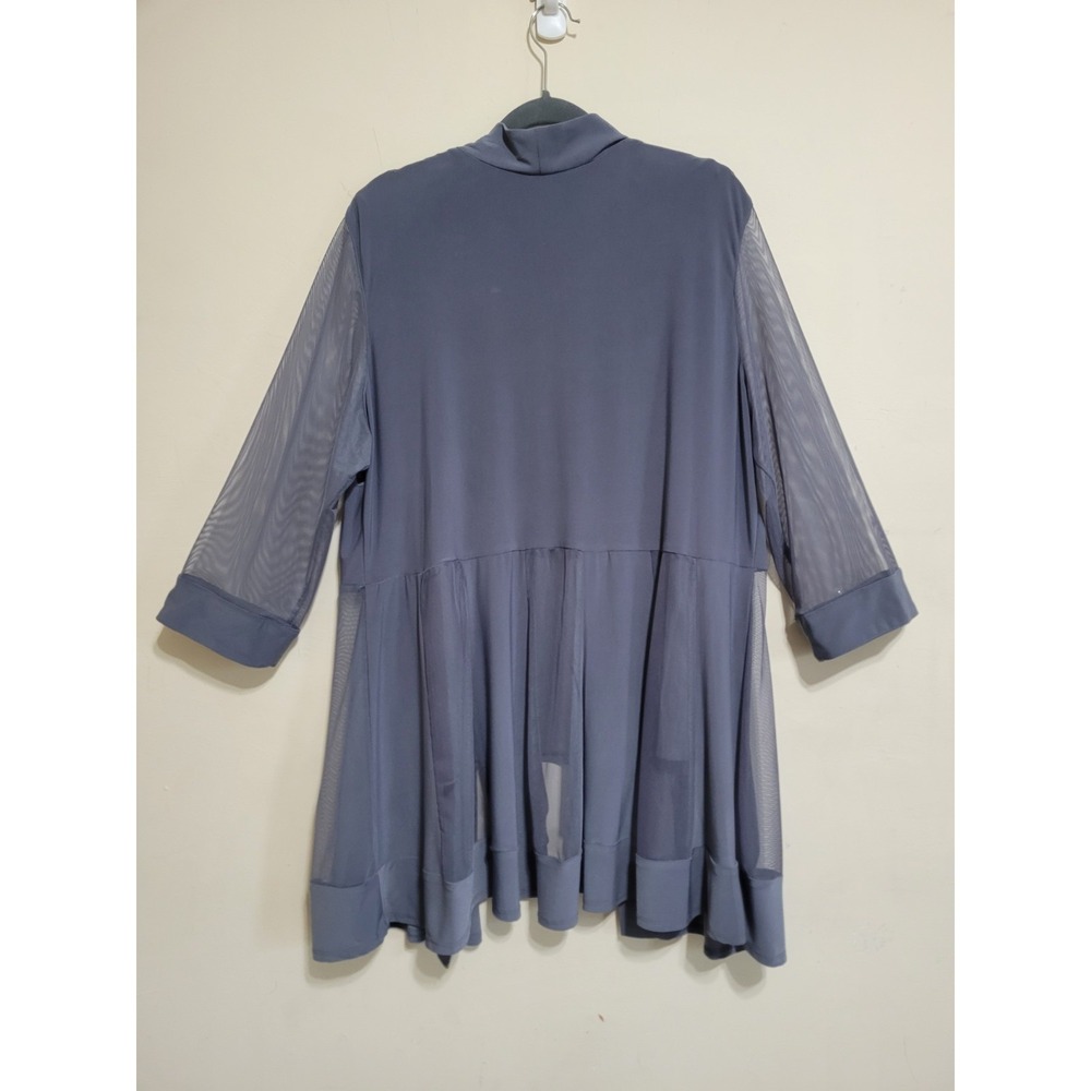 R&M Richards Shrug Top Womens Size 18 Gray Sparkle Sequin Layered Shirt Stretch - Picture 8 of 14